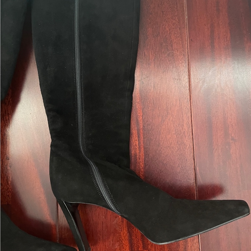 Prada Black Heeled Boots with Stiletto Heel and Pointed Toe - Picture 2 of 14